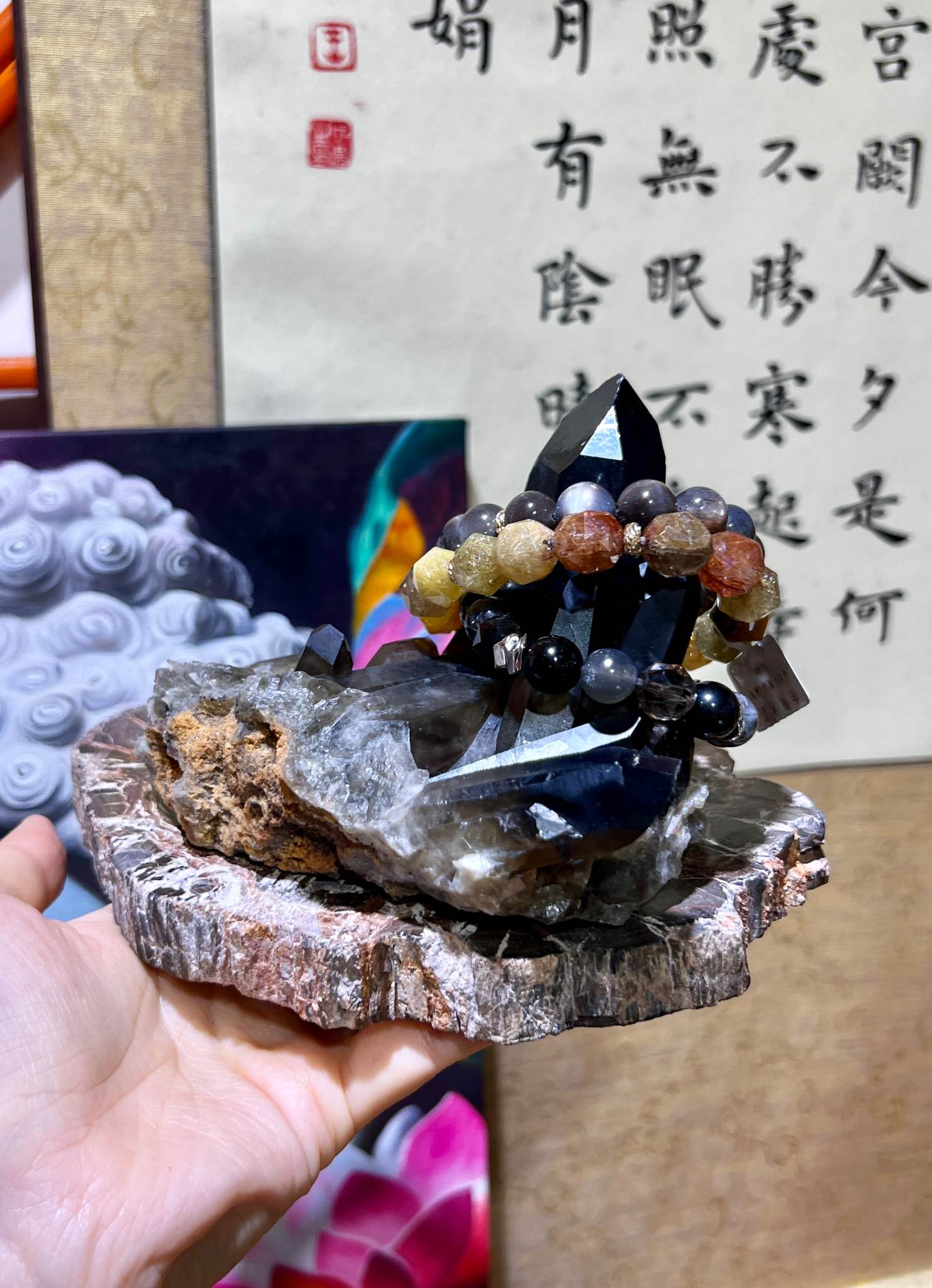 黑晶簇 茶晶簇 煙晶簇 黑水晶 黑色水晶 水晶原石 黑水晶簇 香港水晶店 茶色水晶