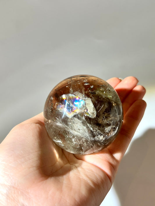 茶晶球 黃晶球 水晶球 阿賽石 晶球 彩虹球