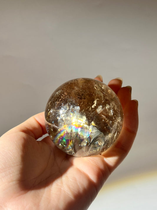 茶晶球 黃晶球 水晶球 阿賽石 晶球 彩虹球